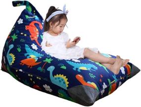 img 4 attached to 🦖 Dinosaur Stuffed Animal Storage Bean Bag Chair - Jorbest Bean Bag Cover Only for Kids and Adults, 200L/52 Gal Dinosaur Bean Bag Chair