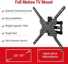 img 3 attached to 📺 Loctek TV Wall Mount Bracket: Full Motion Swivel Articulating Flat Screen, 26-55 inch, 72 lbs Weight Capacity, 400x400mm VESA Size