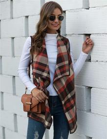 img 2 attached to Women's Sleeveless Plaid Vest Cardigan Coat with Pockets - Casual Lapel Open Front Design