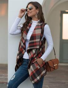 img 3 attached to Women's Sleeveless Plaid Vest Cardigan Coat with Pockets - Casual Lapel Open Front Design