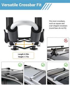 img 3 attached to Sportneer 1 Pair Kayak Roof Carrier Rack: Versatile 2-in-1 Aluminum J-Bar for Canoes, SUPs, Kayaks, Surfboards, and Ski Boards - Securely Mount on SUVs, Cars, and Trucks with 4 Tie Down Straps
