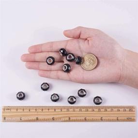 img 2 attached to 🔘 NBEADS 100 pcs 14mm Glass European Beads: Handmade, Silver Color, Thick 8mm, Hole 5mm, Black