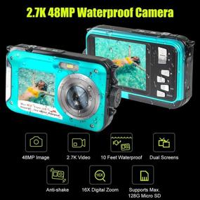 img 3 attached to 📷 Explore the Depths with our Full HD 2.7K 48MP Waterproof Camera for Snorkeling: Dual Screen, Self-Timer, and 16X Digital Zoom!