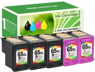 🖨️ limeink 5 remanufactured ink cartridge replacement: 65xl 65 xl high yield for hp deskjet 2600 2622 2652 2655 3700 3720 3722 3752 3755 envy 5000 5052 5055 printer amp 100 - black and color combo pack logo