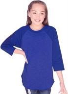 stylish kavio jersey girls' clothing: raglan sleeve tops, tees & blouses with chic contrast design logo
