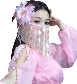 img 1 attached to 👰 Astage Women's Halloween Costume - Brides Veil Dancer Scarf with Trible Beaded Egyptian Mask