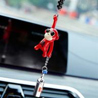 🐵 ygmoner red sunglasses monkey car charm with nitrogen bottle - interior rear view mirror hanging logo