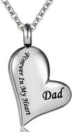 dad forever in my heart cremation urn ashes necklace - stainless steel keepsake pendant | waterproof memorial jewelry logo
