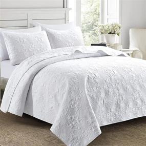 img 4 attached to 🛏️ Sofani King Size White Quilt Bedspreads Bedding Set - Super Soft Lightweight Embossed Microfiber Coverlet - 3 Pieces (Includes 1 Quilt and 2 Shams)