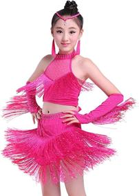 img 3 attached to Stretchy Dance Outfits for Girls: Latin Salsa Ballroom Costumes, Ages 4-13