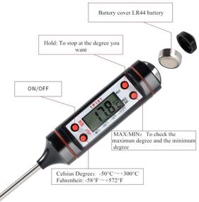 img 3 attached to 🌡️ Instant Read Meat Thermometer by BeilliGeRy with 5.7inch Food Probe for Grilling BBQ Water Oven Kitchen Oil Candy Thermometer - Includes Storage Case and Battery for Easy Cooking