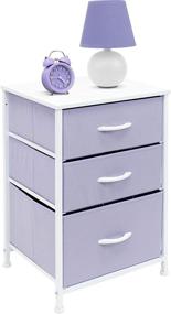 img 1 attached to Sorbus Nightstand with 3 Drawers - Stylish Furniture Storage for Bedroom, 💜 Hallway, Closet & Office - Steel Frame, Wood Top, Pastel Fabric Bin (Purple)