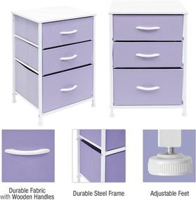 img 2 attached to Sorbus Nightstand with 3 Drawers - Stylish Furniture Storage for Bedroom, 💜 Hallway, Closet & Office - Steel Frame, Wood Top, Pastel Fabric Bin (Purple)