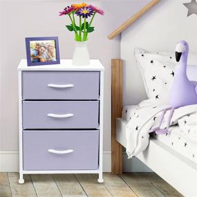 img 3 attached to Sorbus Nightstand with 3 Drawers - Stylish Furniture Storage for Bedroom, 💜 Hallway, Closet & Office - Steel Frame, Wood Top, Pastel Fabric Bin (Purple)