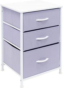 img 4 attached to Sorbus Nightstand with 3 Drawers - Stylish Furniture Storage for Bedroom, 💜 Hallway, Closet & Office - Steel Frame, Wood Top, Pastel Fabric Bin (Purple)