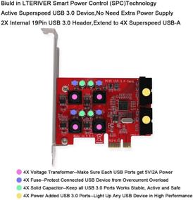 img 2 attached to 🖥️ LTERIVER PCI Express to Dual 19Pin USB 3.0 Header Expansion Card - PCIE USB 3.0 Superspeed 5Gbps, Compatible with Windows 10, 8.1, 8, 7, XP, Server (32/64), Equipped with Smart Power Control Technology (PCE-IN4)