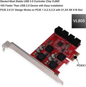 img 1 attached to 🖥️ LTERIVER PCI Express to Dual 19Pin USB 3.0 Header Expansion Card - PCIE USB 3.0 Superspeed 5Gbps, Compatible with Windows 10, 8.1, 8, 7, XP, Server (32/64), Equipped with Smart Power Control Technology (PCE-IN4)