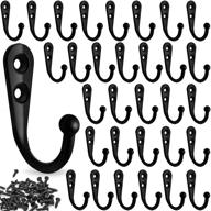 🧷 set of 32 vintage style black wall mounted single prong hooks for coats, robes, keys, and more - includes 64 screws for easy installation logo