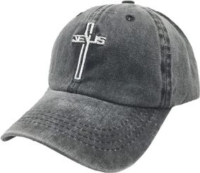 img 3 attached to 🧢 Men's Christian Jesus Cross Dad Hat - Embroidered Washed Vintage Baseball Cap by NVJUI JUFOPL