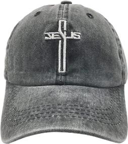 img 4 attached to 🧢 Men's Christian Jesus Cross Dad Hat - Embroidered Washed Vintage Baseball Cap by NVJUI JUFOPL