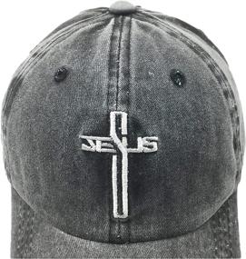 img 2 attached to 🧢 Men's Christian Jesus Cross Dad Hat - Embroidered Washed Vintage Baseball Cap by NVJUI JUFOPL