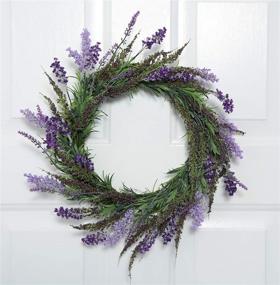 img 1 attached to 🌸 Spring Lavender Wreath - 17 Inch Size with Vine Wrapped Base