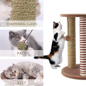 img 3 attached to 🐱 SONGWAY Cat Tree Furniture: Sisal Scratching Posts, Carpet Base, Interactive Toy - Ultimate Grooming and Rubbing Haven for Cats