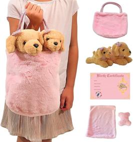 img 4 attached to 🐶 Golden Retriever Stuffed Animals - Mom & Baby Dog Plush Set with 2 Plush Toys, Doll Pillow, Blanket, Birth Certificate - Plushies for Girls 4-7 years