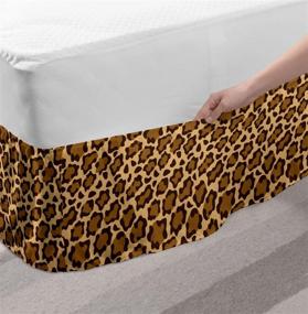 img 1 attached to Ambesonne Leopard Print Elastic Bed Skirt, Stylish and Versatile Panther Design, Queen Size Brown Caramel Wrap Around Fabric Bedskirt with Dust Ruffle - Perfect for Your Bedroom!