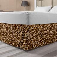 ambesonne leopard print elastic bed skirt, stylish and versatile panther design, queen size brown caramel wrap around fabric bedskirt with dust ruffle - perfect for your bedroom! logo