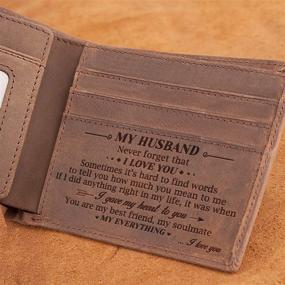 img 3 attached to 💑 Engraved Husband Bifold Wallet - All-inclusive