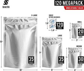 img 3 attached to 🛍️ Sealtek 120 Mylar Bags with Oxygen Absorbers - 4.5 mil, Sizes 10x15, 6x9, 4x7, 3x5 - Resealable Smell Proof Ziplock Bags for Food Storage and Dispensary Packaging