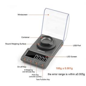 img 1 attached to NEWACALOX Digital Milligram Scale: High Precision 100g x 0.001g 📊 for Jewelry & Reloading, with Calibration Weights, Tweezers, Weighing Pans, USB Cable