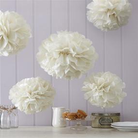 img 2 attached to Ginger Ray Ivory Tissue Paper Party Poms, Pack of 5 - Decorations