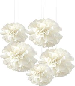 img 1 attached to Изысканные хлопковые карандаши Ginger Ray Ivory Tissue Paper Party Poms, упаковка из 5 штук - декорации