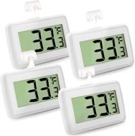 🌡️ waterproof digital refrigerator thermometer - 4 pack, high precision freezer room thermometer with hook for kitchen home, convertible °c/°f logo