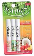 🌴 softlips limited edition tropical flavors set: peach passion, tropical coconut, watermelon (3 sticks) - indulge in summery lip care bliss logo