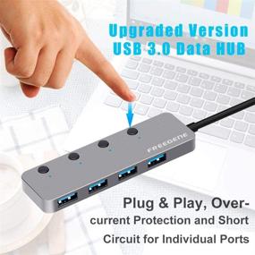 img 2 attached to FREEGENE Upgraded USB Hub: Ultra-Slim 4-Port USB 3.0 Data Hub with 5Gbps Transfer Speed - Compatible with Mac, Windows OS, iMac, Surface Pro, XPS, PC, Flash Drive Mobile HDD and More