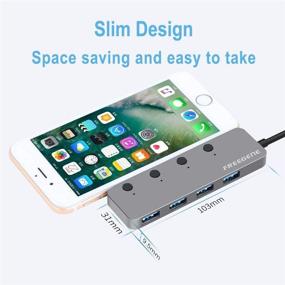 img 1 attached to FREEGENE Upgraded USB Hub: Ultra-Slim 4-Port USB 3.0 Data Hub with 5Gbps Transfer Speed - Compatible with Mac, Windows OS, iMac, Surface Pro, XPS, PC, Flash Drive Mobile HDD and More