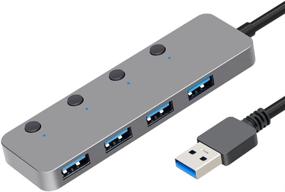 img 4 attached to FREEGENE Upgraded USB Hub: Ultra-Slim 4-Port USB 3.0 Data Hub with 5Gbps Transfer Speed - Compatible with Mac, Windows OS, iMac, Surface Pro, XPS, PC, Flash Drive Mobile HDD and More