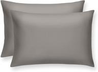 🛏️ miraclemade pillow cases: signature silver infused, 350 thread count supima cotton, ultra breathable bedding, percale - stone (standard size) logo