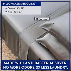 img 2 attached to 🛏️ MiracleMade Pillow Cases: Signature Silver Infused, 350 Thread Count Supima Cotton, Ultra Breathable Bedding, Percale - Stone (Standard Size)