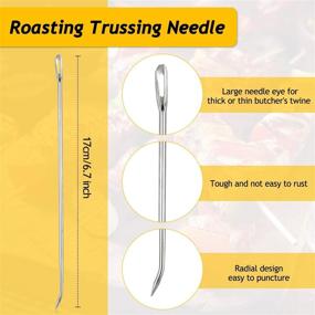 img 2 attached to 🔪 Premium Stainless Steel Roasting Trussing Needles - 6 Piece Set for Securing Stuffed Turkey, Chicken, Roasts, and Rolled Meats