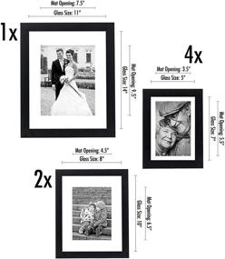 img 3 attached to Americanflat 7-Piece Gallery Wall Set - Showcases 11x14, 8x10, and 5x7 inch Pictures with Shatter-Resistant Glass. Includes Hanging Hardware. Color: Black