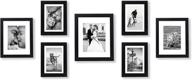 americanflat 7-piece gallery wall set - showcases 11x14, 8x10, and 5x7 inch pictures with shatter-resistant glass. includes hanging hardware. color: black logo