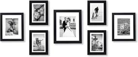 img 4 attached to Americanflat 7-Piece Gallery Wall Set - Showcases 11x14, 8x10, and 5x7 inch Pictures with Shatter-Resistant Glass. Includes Hanging Hardware. Color: Black