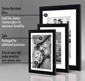 img 1 attached to Americanflat 7-Piece Gallery Wall Set - Showcases 11x14, 8x10, and 5x7 inch Pictures with Shatter-Resistant Glass. Includes Hanging Hardware. Color: Black