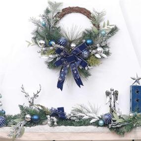 img 2 attached to 🎄 Valery Madelyn 6 ft Winter Wishes Silver Blue Christmas Garland with LED Lights and Ball Ornaments - Front Door, Window, Fireplace Mantle Xmas Decor - Battery Operated