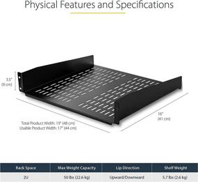img 3 attached to 📦 StarTech.com 2U Server Rack Shelf - Universal Vented Cantilever Tray for 19-inch Network Equipment Rack & Cabinet - Heavy Duty Steel - 50lb Capacity - 16-inch Depth (CABSHELFV) in Black