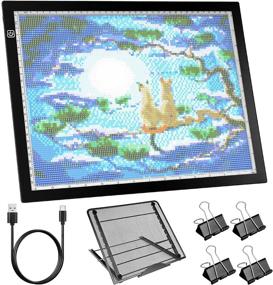 img 4 attached to 💡 Улучшенная светодиодная плита A3s для бриллиантовой живописи - прочная алюминиевая рама, сенсорный диммер, подставка и крепежные клипсы для трассировки, рисования, вырезания винила.